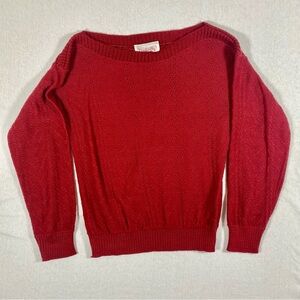 VTG Dragonfly red boatneck eyelet sweater